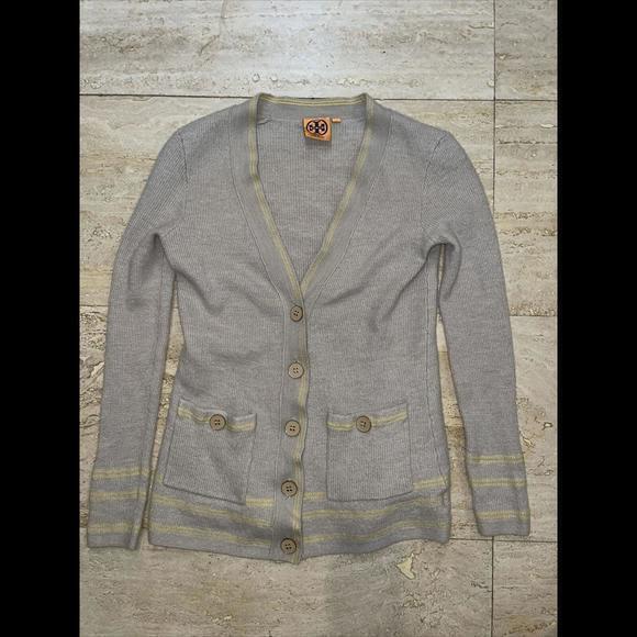 Tory Burch  Women’s size S Knitted‎ Boyfriend cardigan sweater beige - Picture 1 of 6